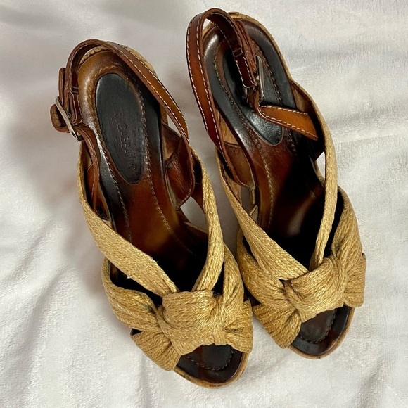 Dolce & Gabbana jute knot peep toe sling back wedges size 8.5 - Picture 2 of 16